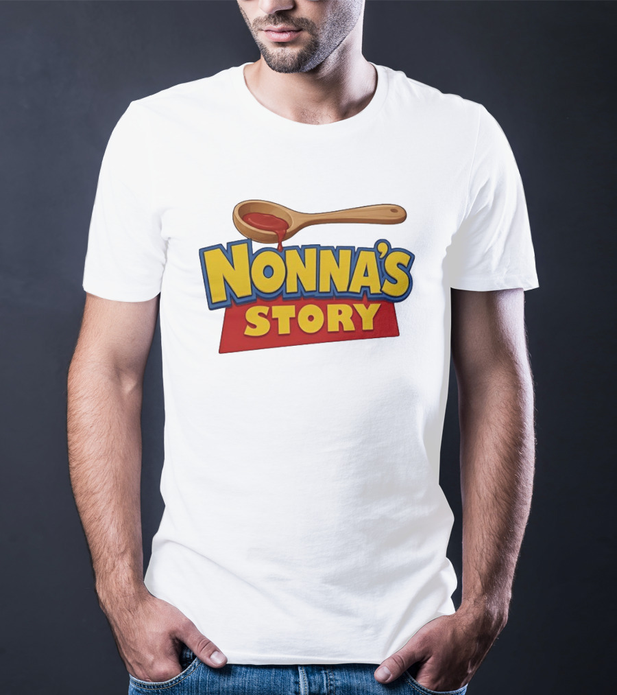 Nonna's Story Wooden Spoon Icon With Red Sauce T-Shirt