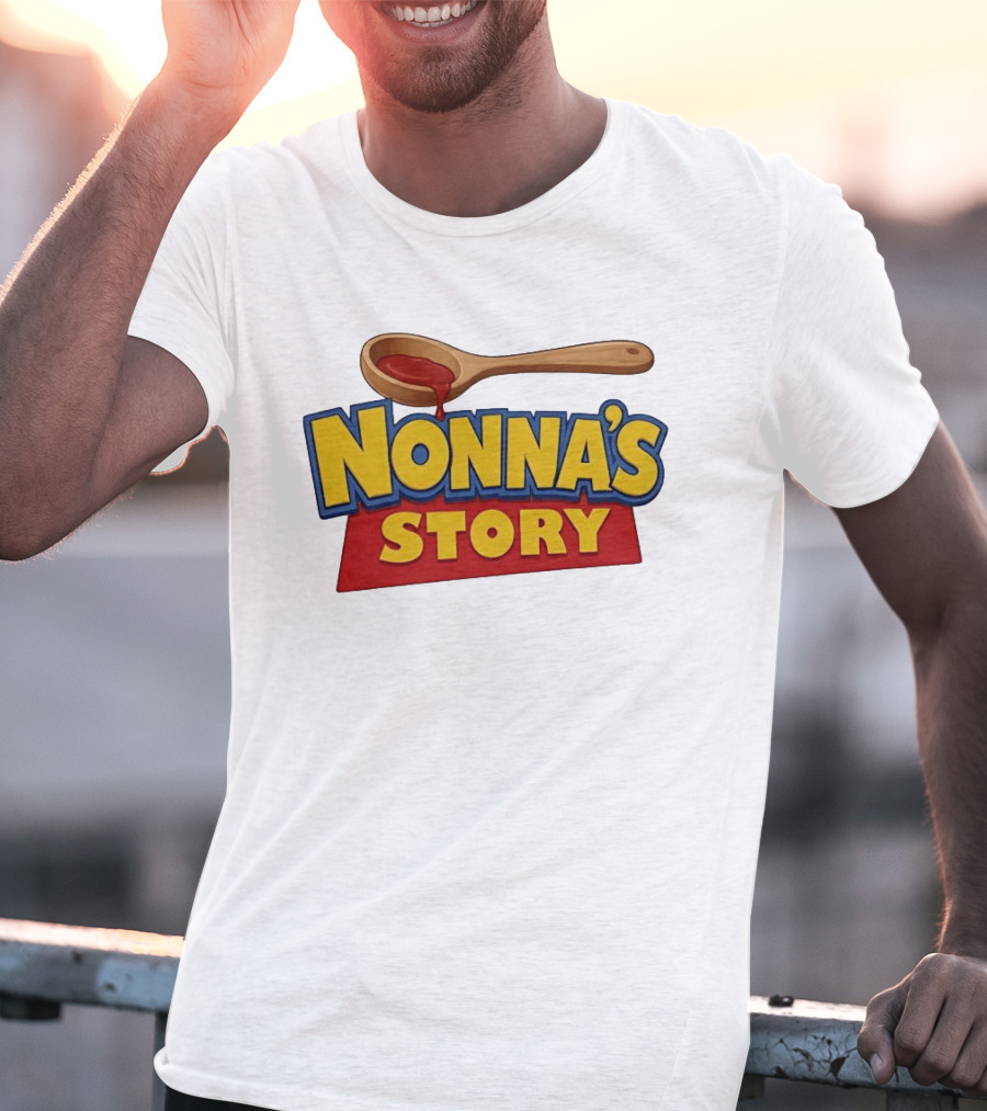 Nonna's Story Wooden Spoon Icon With Red Sauce T-Shirt