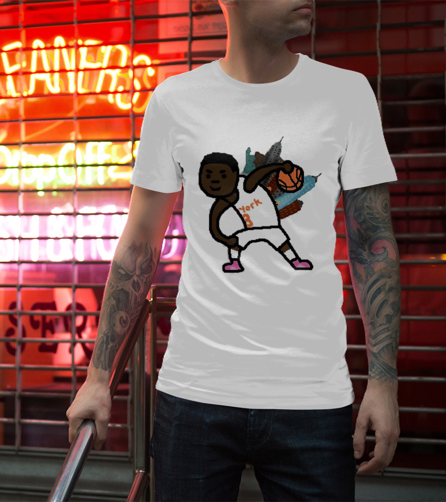 OG Anunoby New York Knicks Basketball Player Skyline T-Shirt