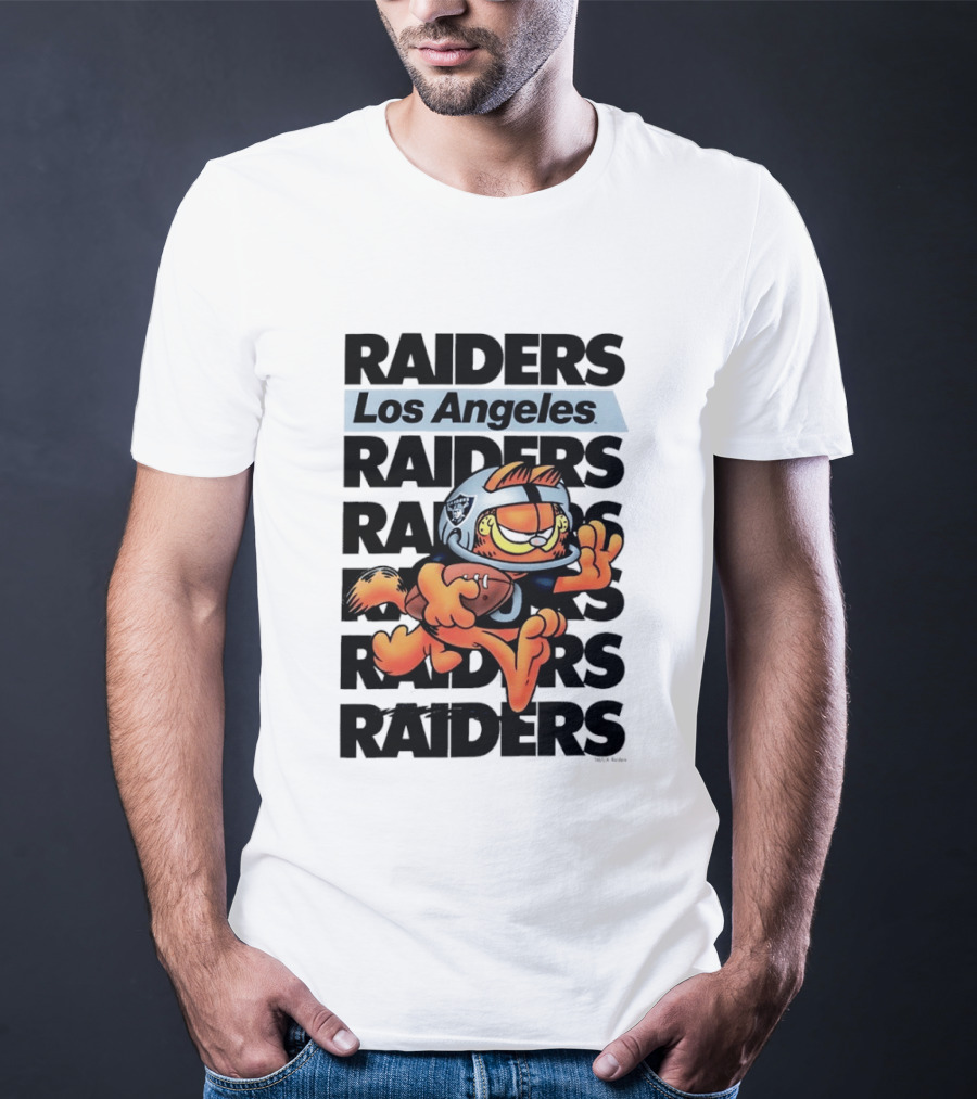 Los Angeles Raiders Orange Cat Football Helmet Running T-Shirt