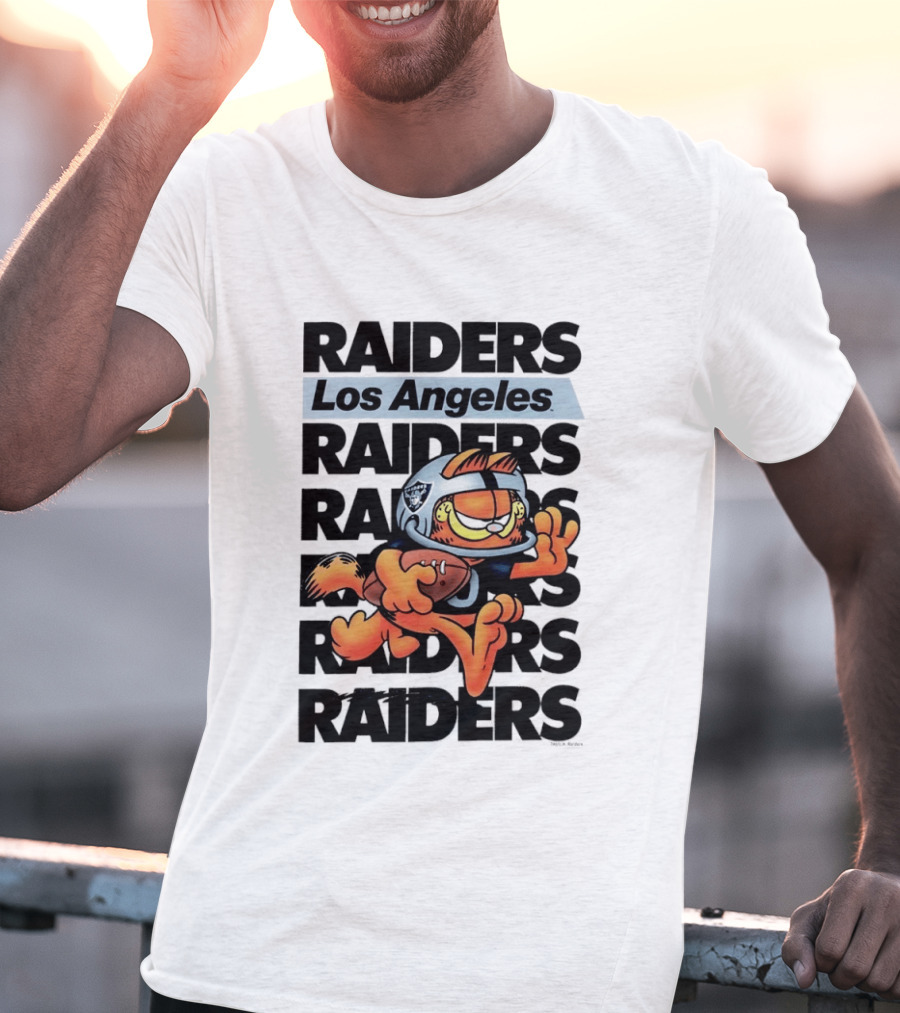 Los Angeles Raiders Orange Cat Football Helmet Running T-Shirt