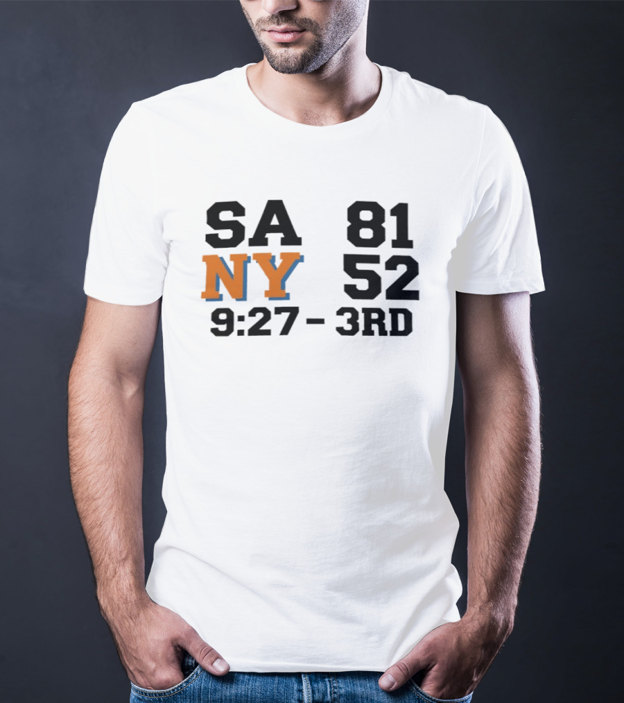 SA 81 NY 52 9:27 3rd Quarter Scoreboard T-Shirt