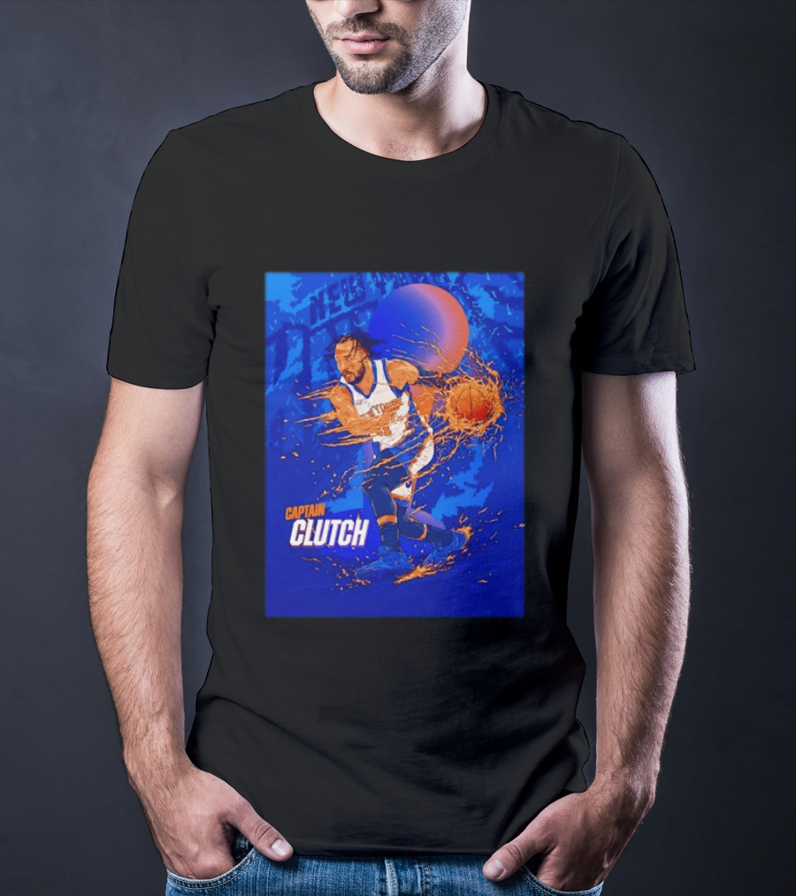 New York Knicks Captain Clutch Jalen Brunson Basketball Flames 2026 T-Shirt