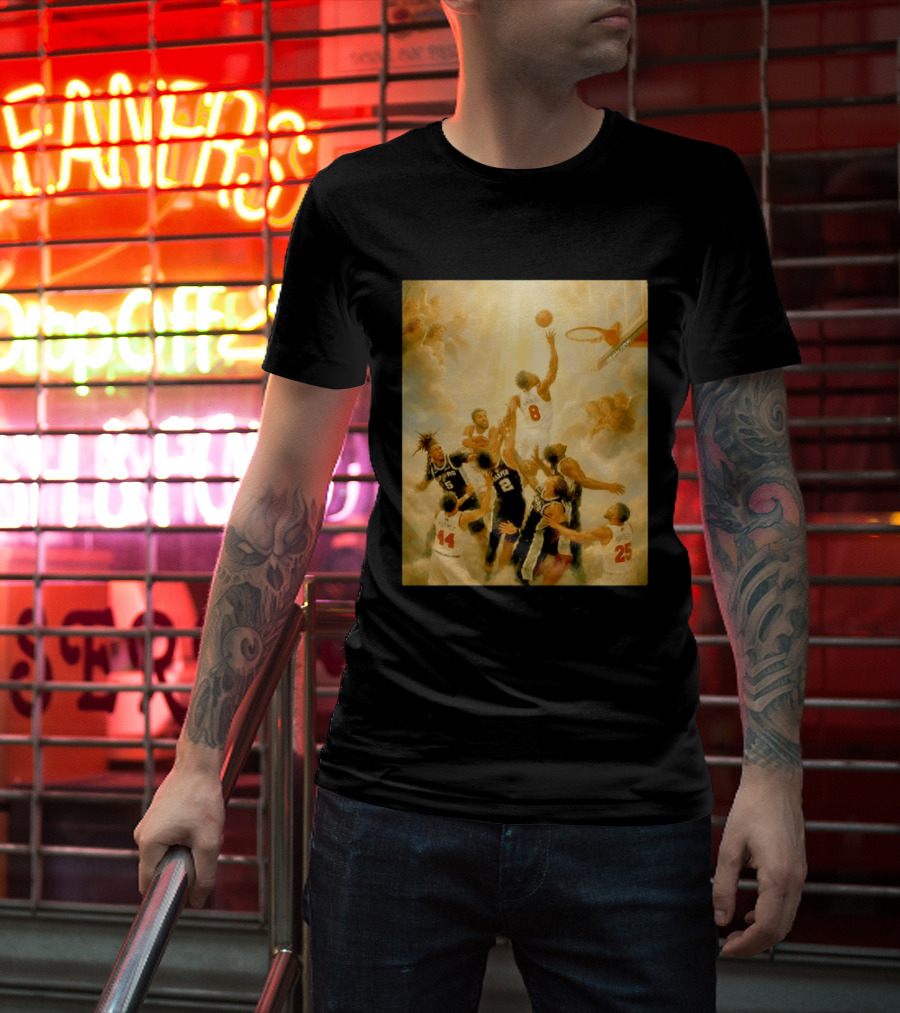 OG Anunoby Dunking New York Knicks Vs San Antonio Spurs High Renaissance Basketball Duel T-Shirt