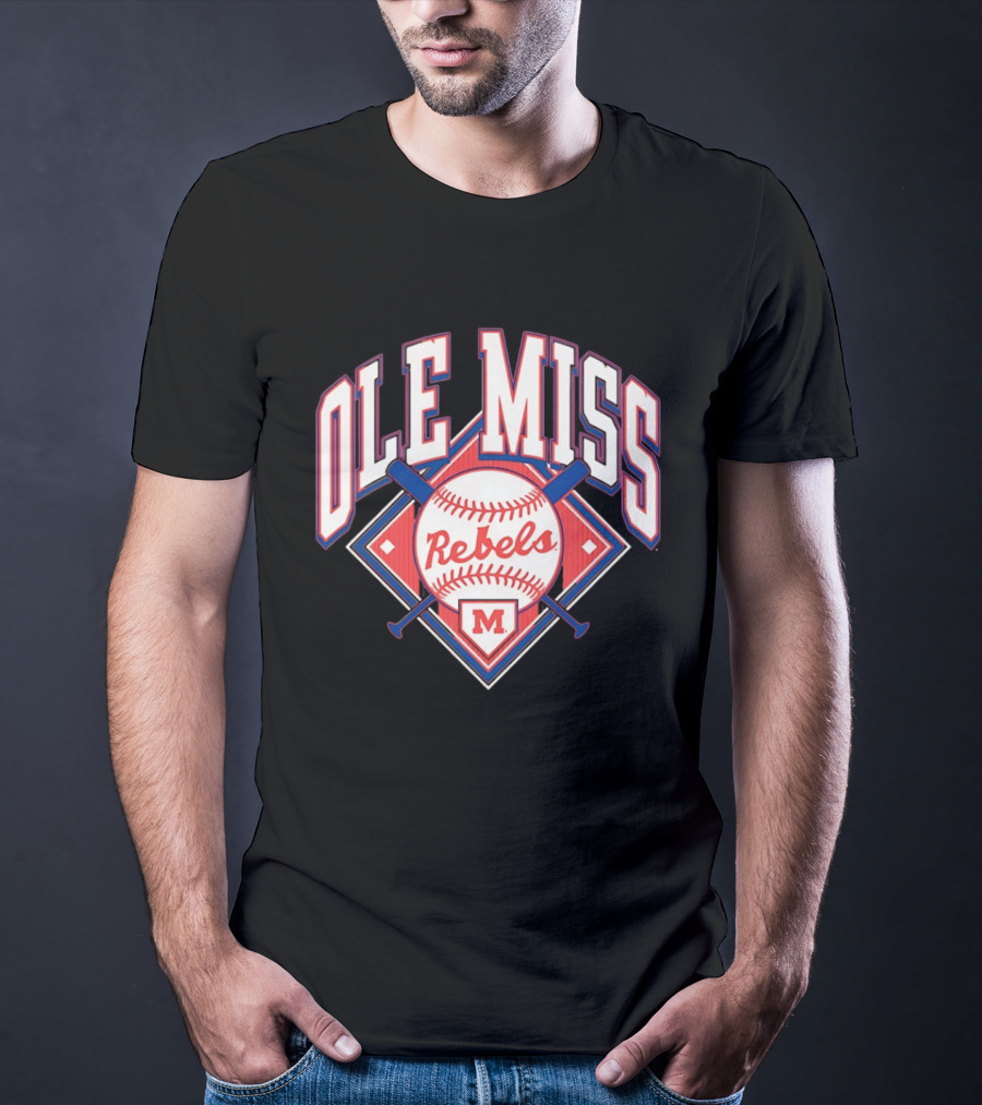Ole Miss Rebels Baseball 2026 Team Merchandise Featuring Classic Logo And Red Baseball T-Shirt