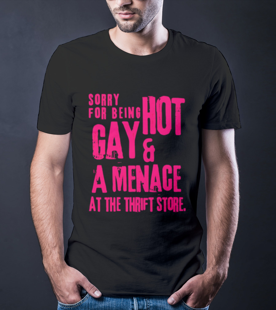 Sorry For Being Hot Gay And A Menace At The Thrift Store T-Shirt
