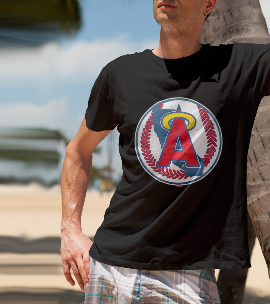 Los Angeles Angels Classic Halo A Baseball Emblem California Map T-Shirt