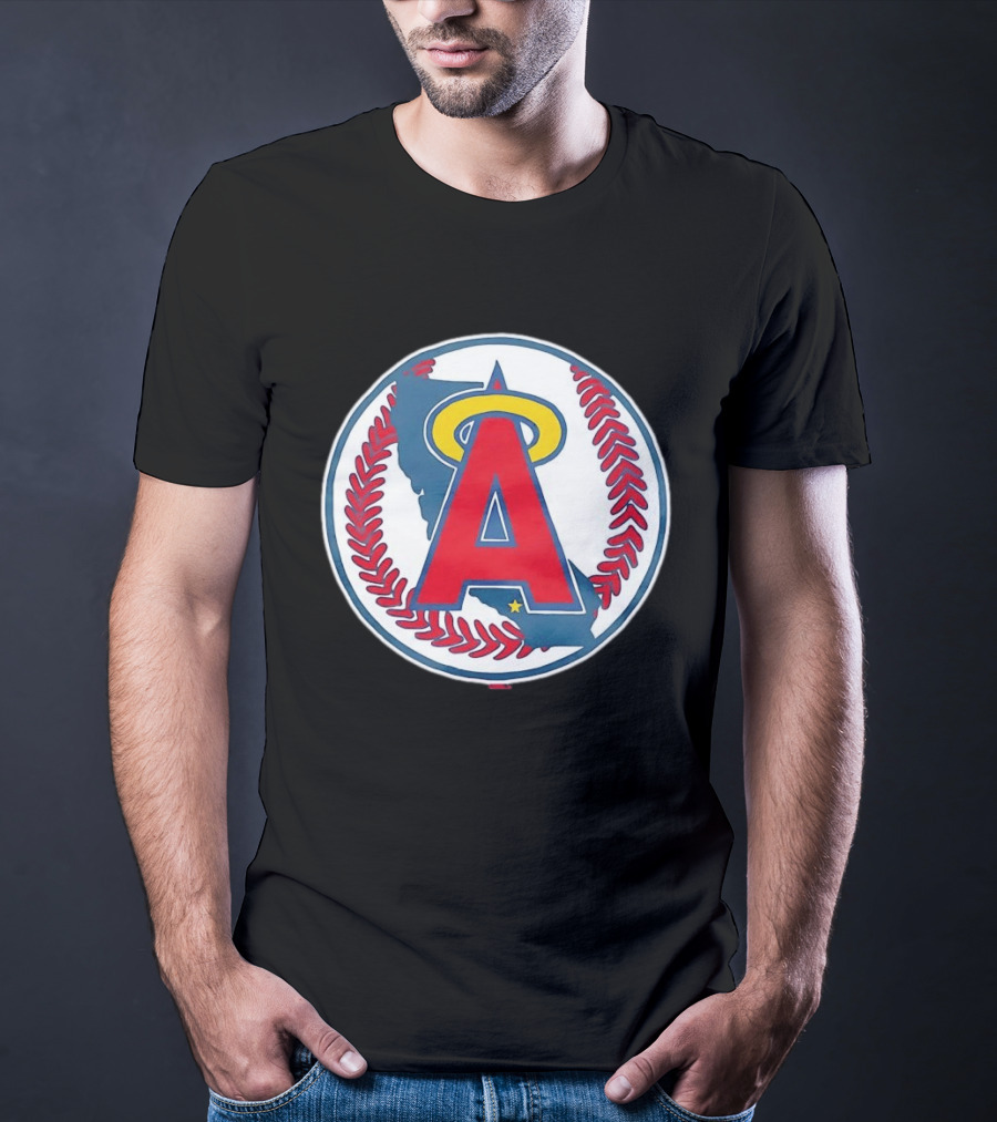 Los Angeles Angels Classic Halo A Baseball Emblem California Map T-Shirt
