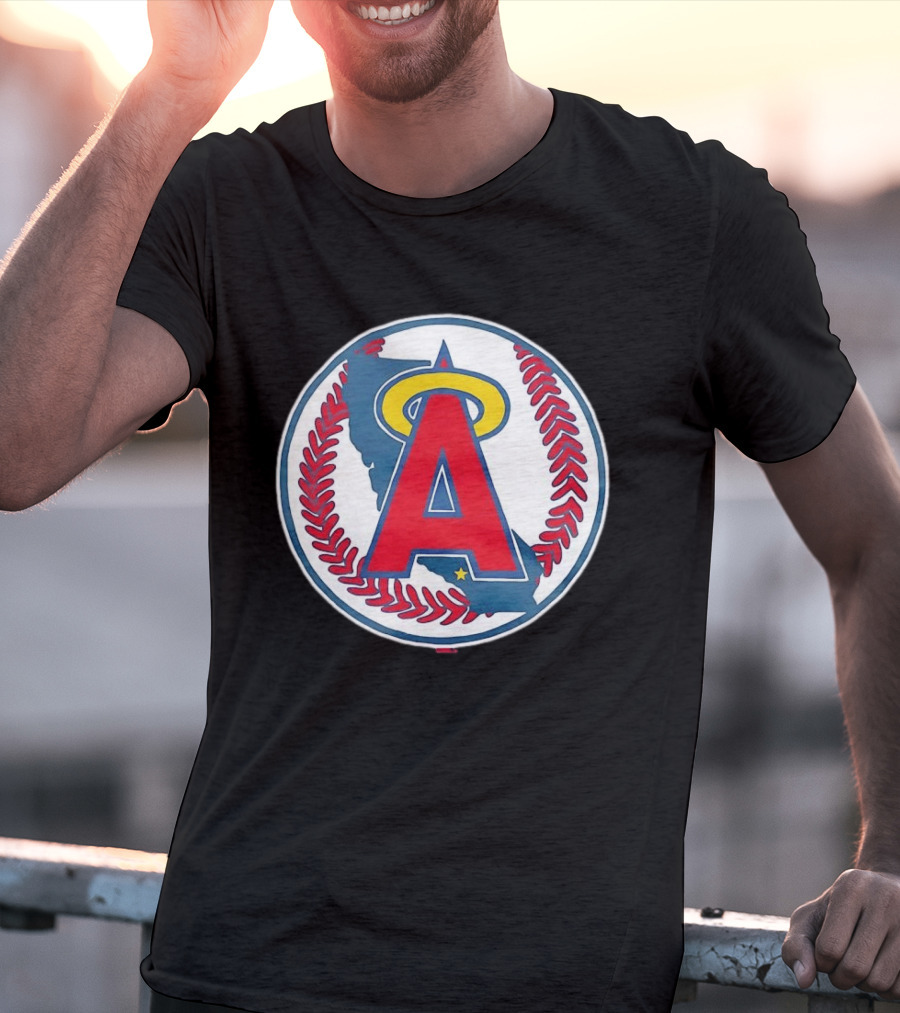 Los Angeles Angels Classic Halo A Baseball Emblem California Map T-Shirt