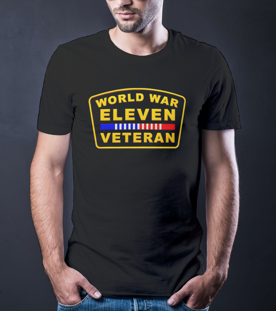 World War Eleven Veteran Patch Style Yellow Black Red Blue T-Shirt