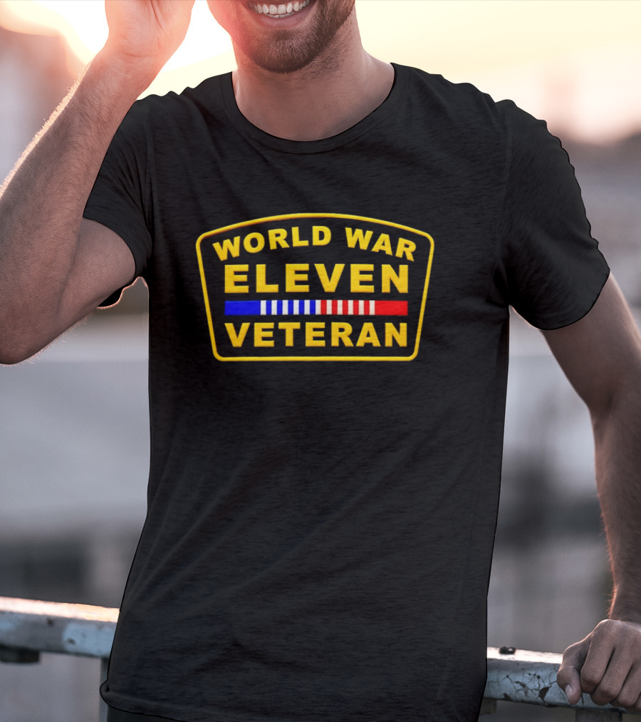 World War Eleven Veteran Patch Style Yellow Black Red Blue T-Shirt