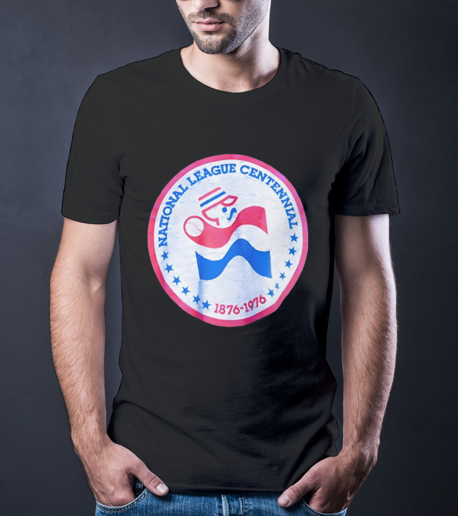 National League Centennial 1876 1976 Baseball Anniversary Retro MLB Bold Blue Red T-Shirt