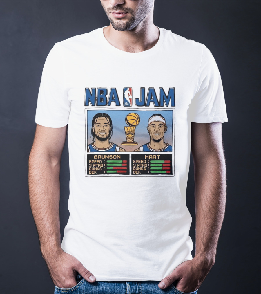 NBA Jam New York Knicks 2026 Champs Brunson Hart Stats T-Shirt