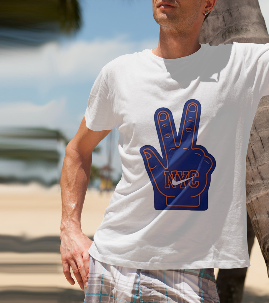 NYC Foam Finger Peace Sign New York Knicks Basketball T-Shirt