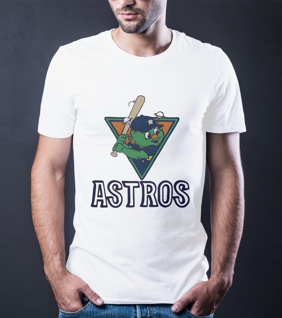 Orbit Houston Astros With Saturn Rings Baseball Bat Triangle T-Shirt