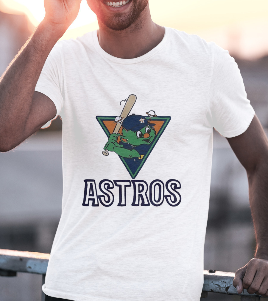 Orbit Houston Astros With Saturn Rings Baseball Bat Triangle T-Shirt