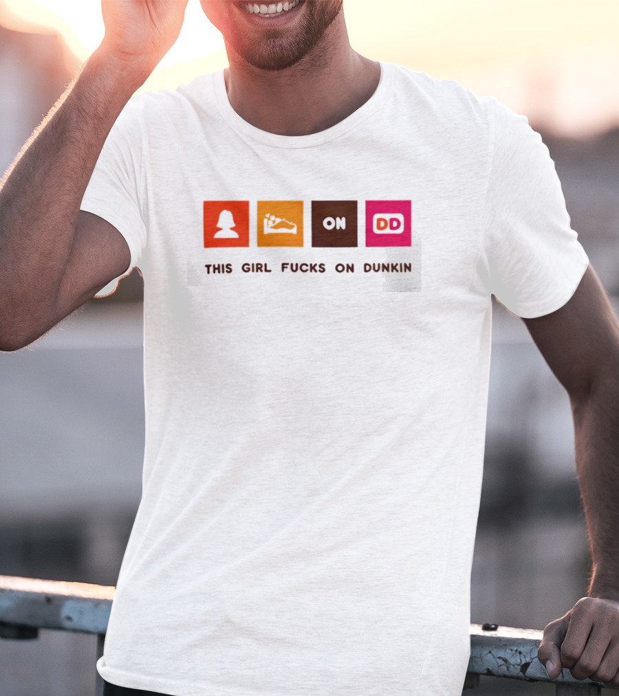 This Girl Fucks On Dunkin Retro Icon Square Blocks T-Shirt