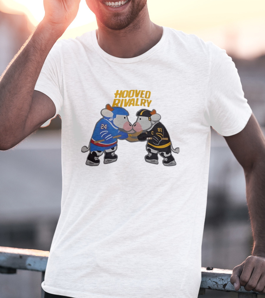 Hooved Rivalry Cow Hockey Players 24 And 81 Faceoff T-Shirt