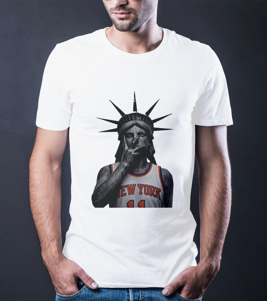 New York Knicks Jalen Brunson Statue Of Liberty Basketball Legend The Wait Is Over T-Shirt