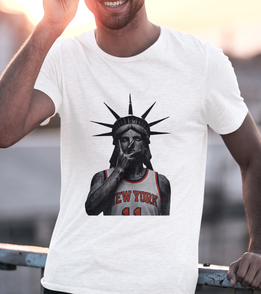 New York Knicks Jalen Brunson Statue Of Liberty Basketball Legend The Wait Is Over T-Shirt