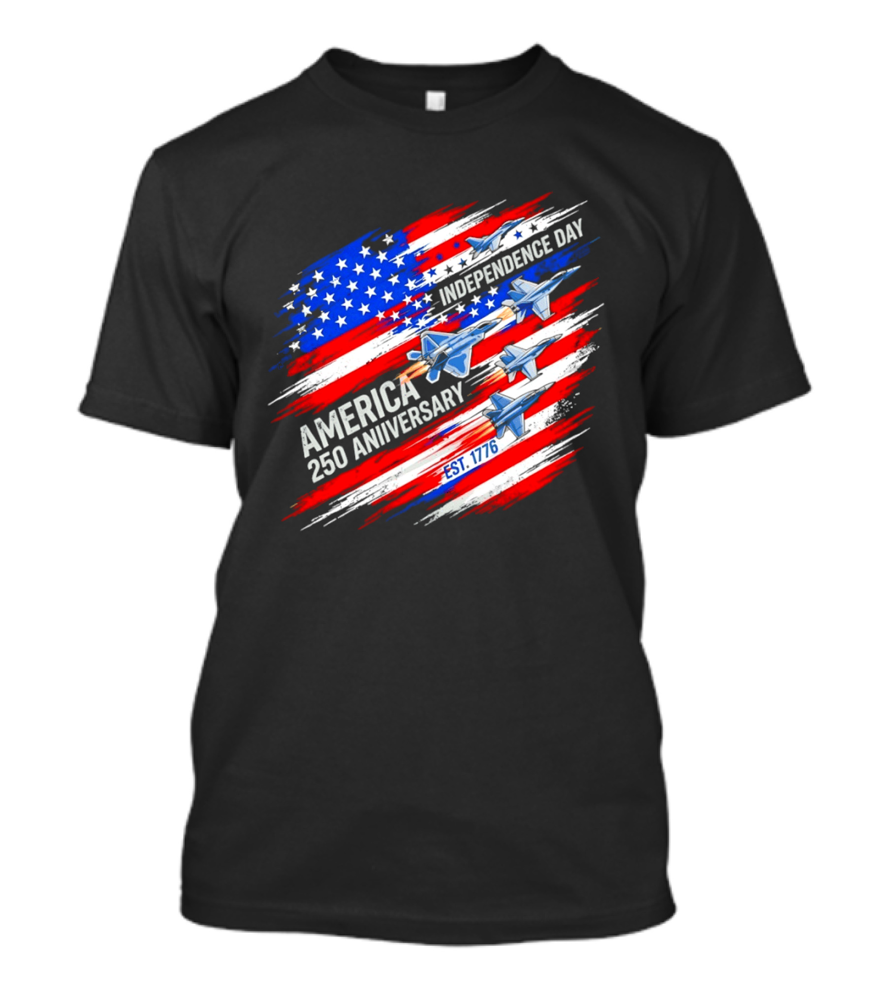 America 250 Anniversary Independence Day Fighter Jets Est 1776 Patriotic T-Shirt