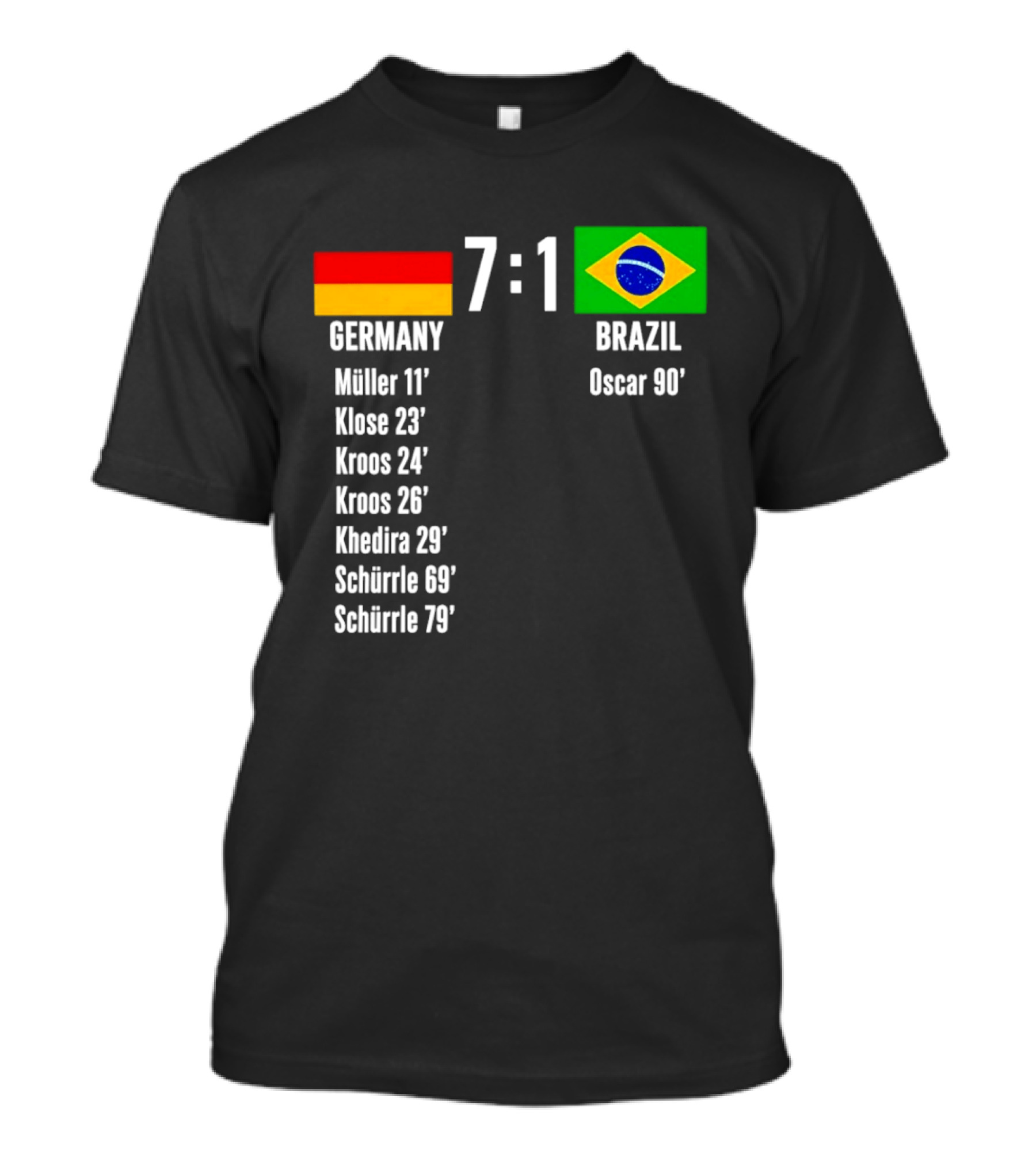 Germany 7 1 Brazil Müller Klose Kroos Khedira Schürrle Oscar Score T-Shirt