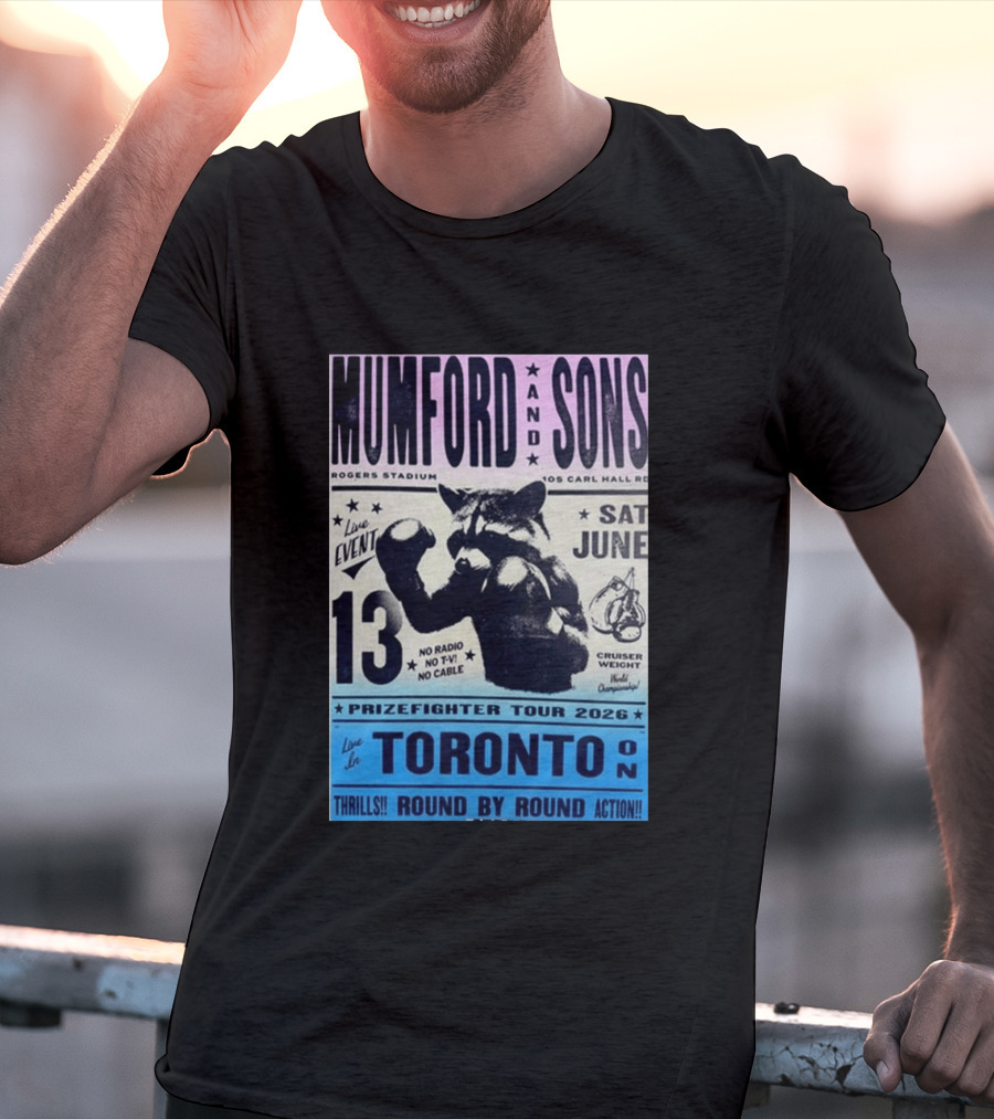 Mumford & Sons Live Event Rogers Stadium Prizefighter Tour Toronto June 13 2026 T-Shirt