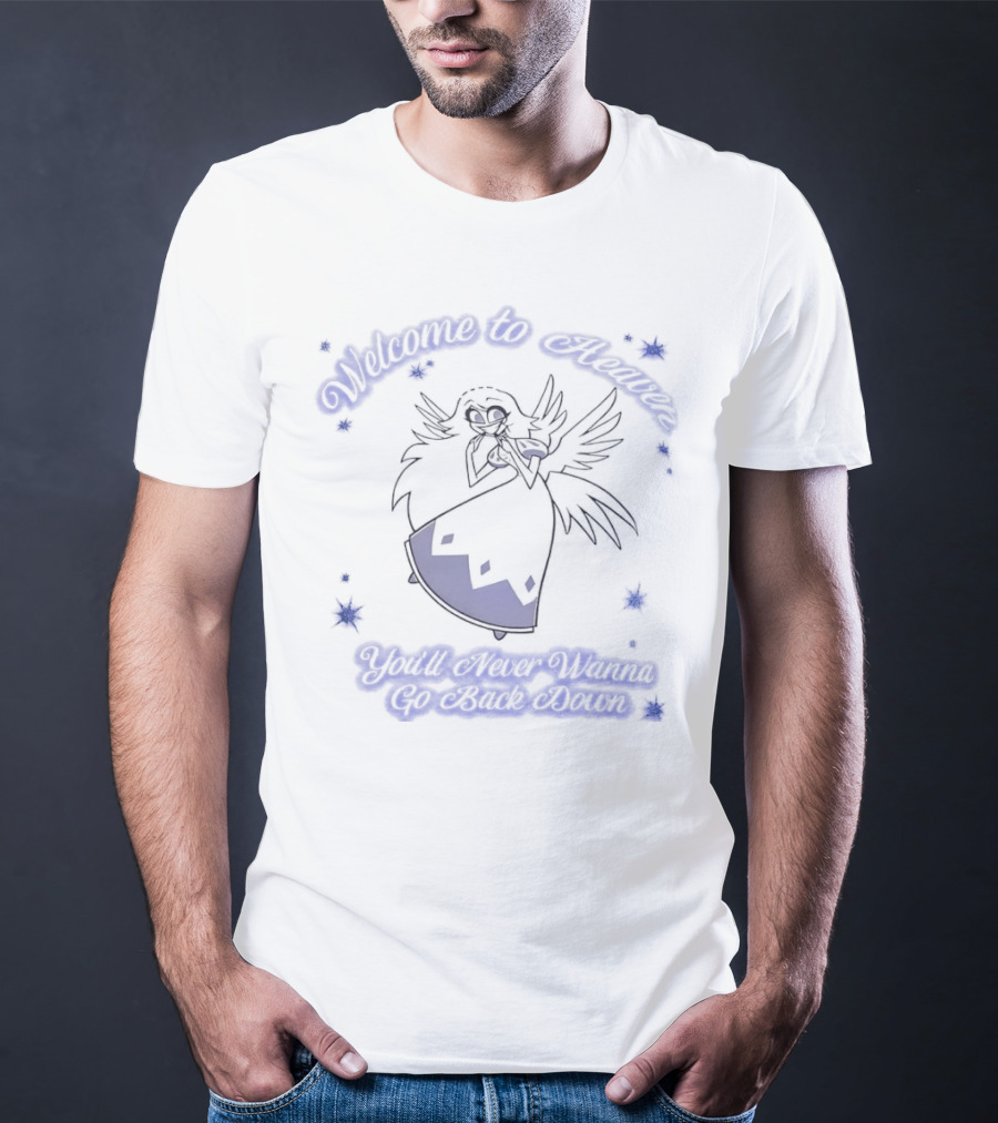 Emily Hazbin Hotel Welcome To Heaven You'll Never Wanna Go Back Down Angelic Invitation T-Shirt