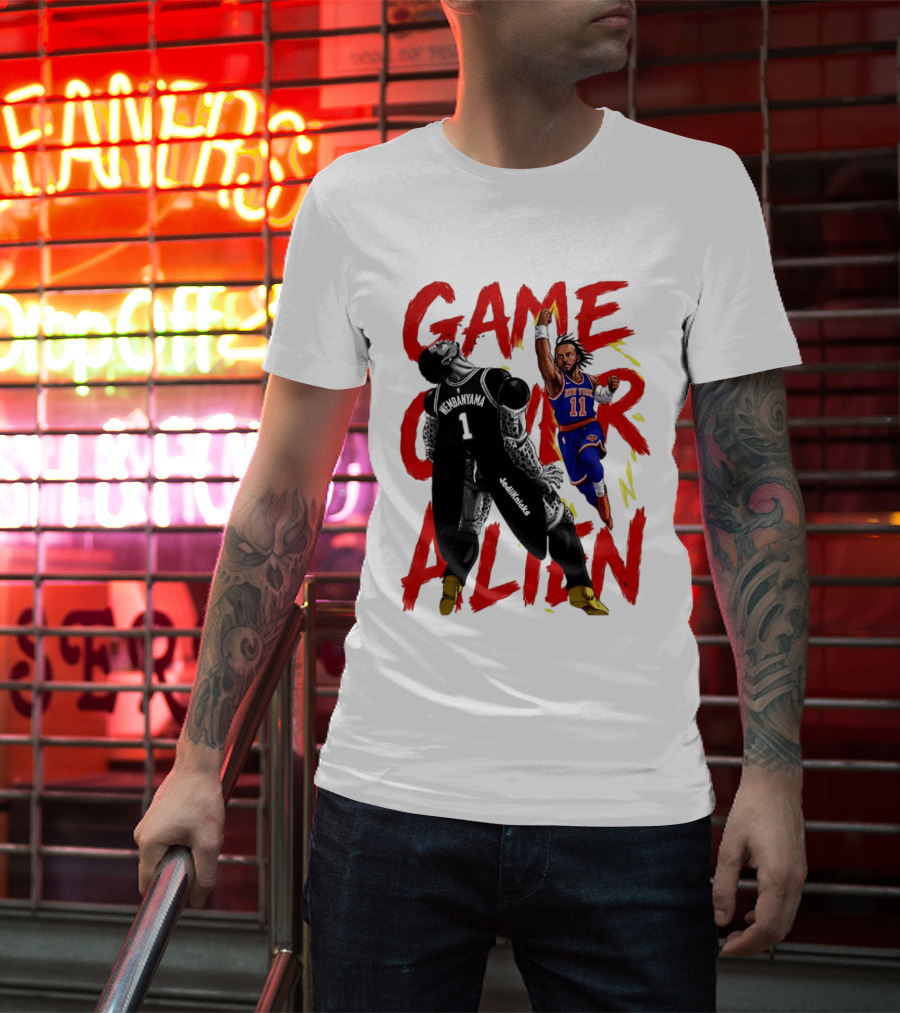 Game Over Alien Wembanyama Vs Jalen Gohan Brunson Knicks T-Shirt