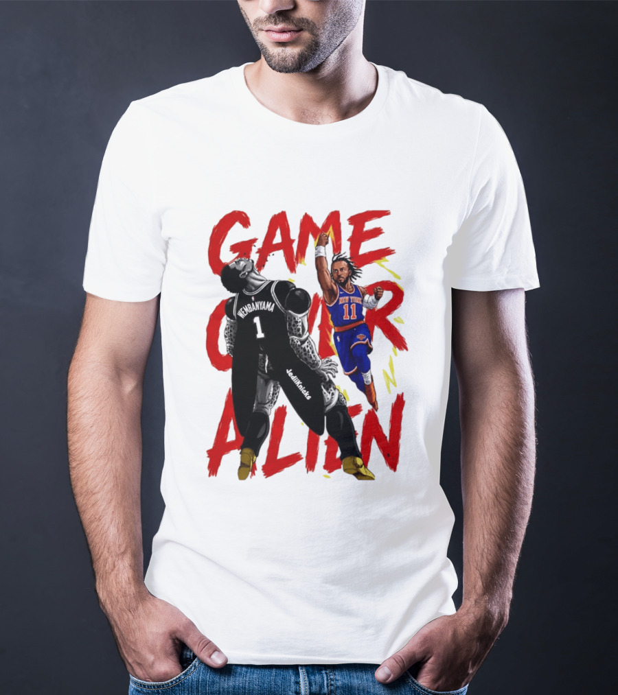Game Over Alien Wembanyama Vs Jalen Gohan Brunson Knicks T-Shirt