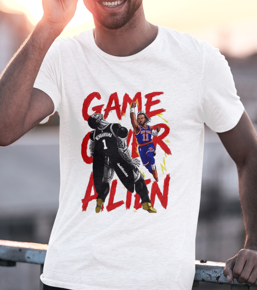 Game Over Alien Wembanyama Vs Jalen Gohan Brunson Knicks T-Shirt