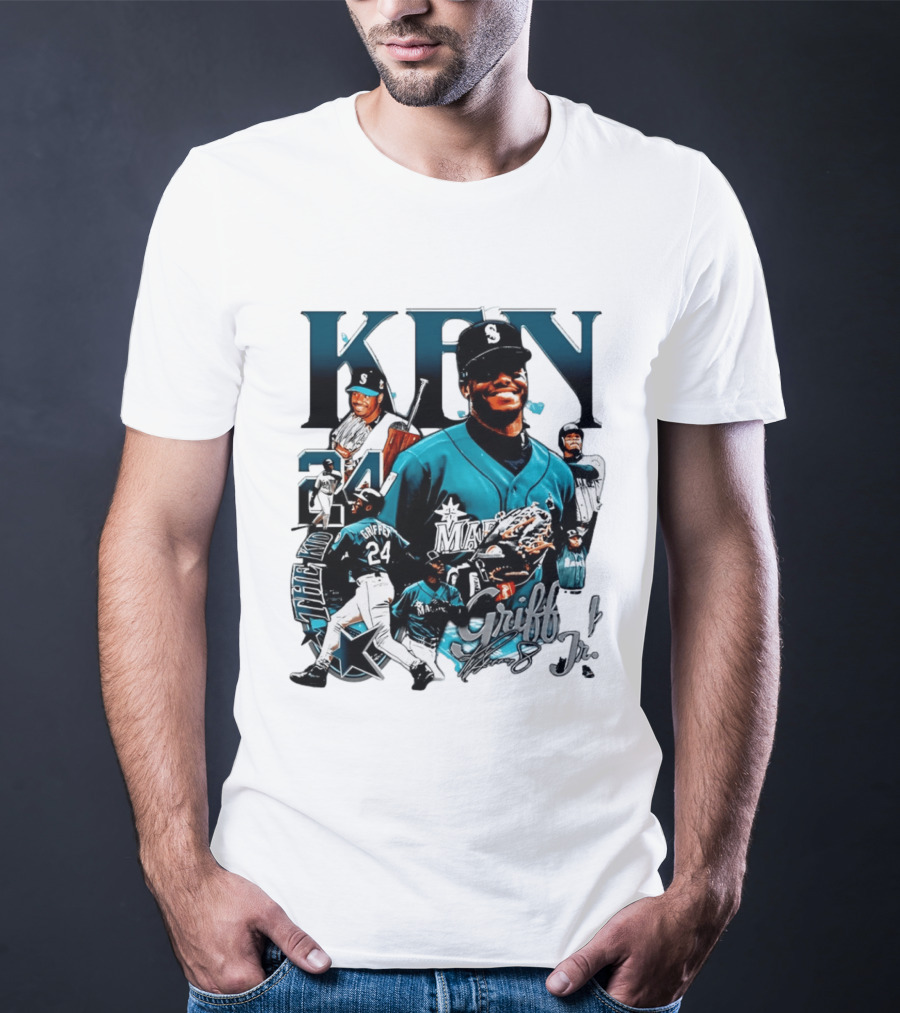 Ken Griffey Jr Seattle Mariners The Kid 24 Legendary Collage T-Shirt