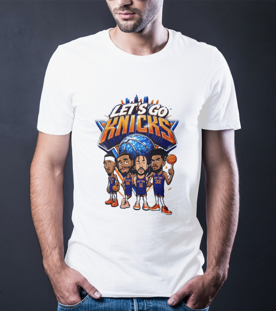 Let's Go Knicks New York Basketball Players Cartoon 2026 T-Shirt