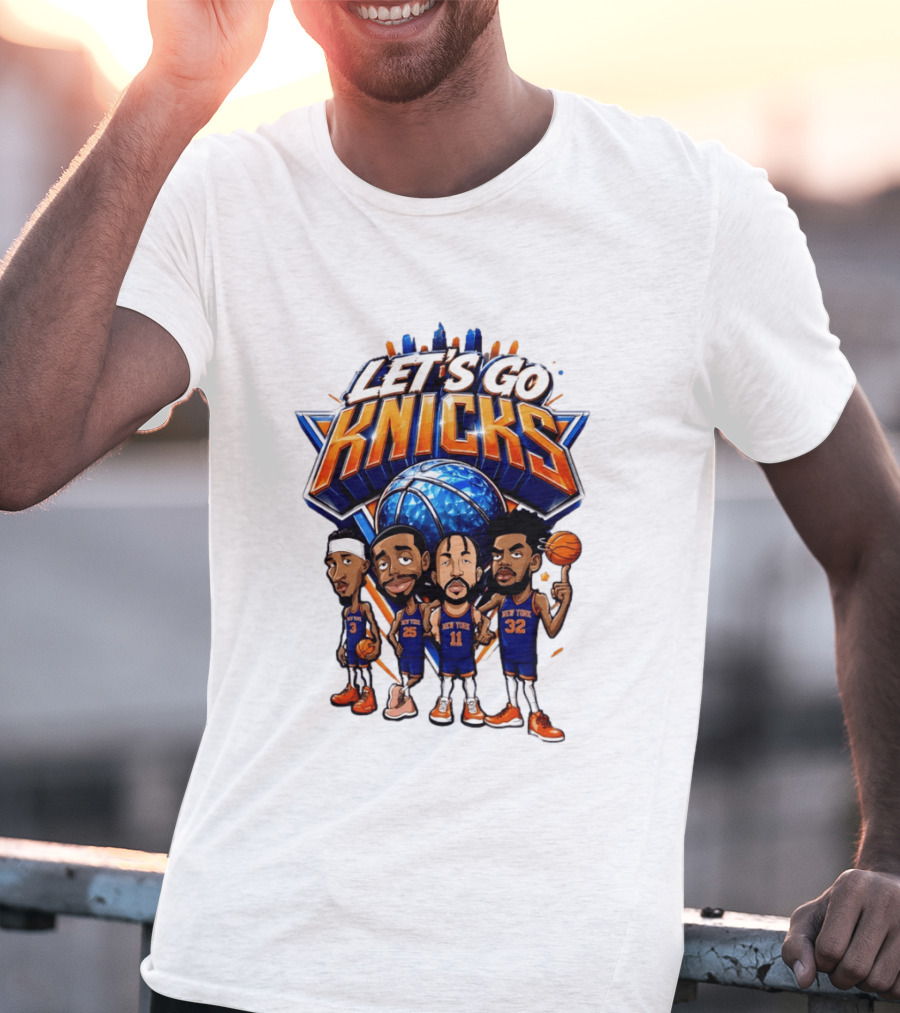 Let's Go Knicks New York Basketball Players Cartoon 2026 T-Shirt