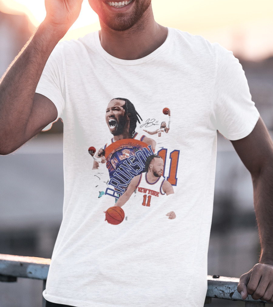 NY Knicks Jalen Brunson Number 11 Collage Basketball Player T-Shirt