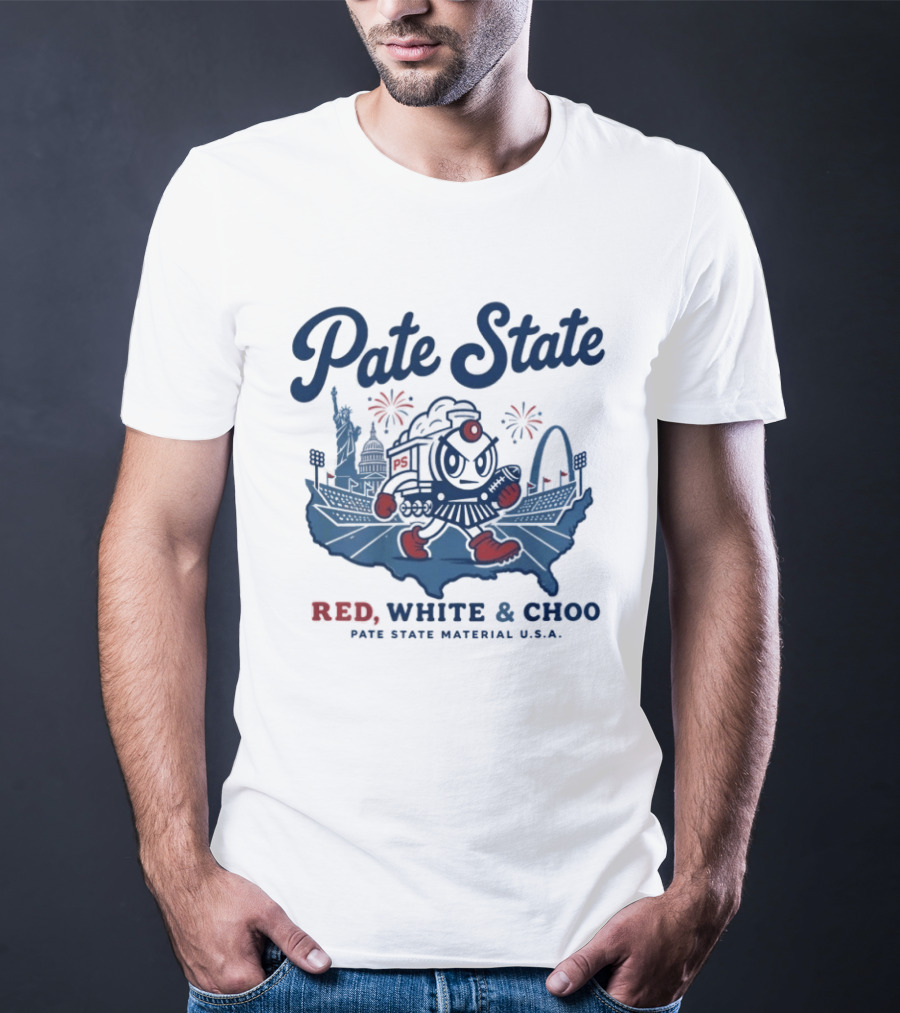 Pate State Red White And Choo USA Fireworks Statue Of Liberty Arch T-Shirt