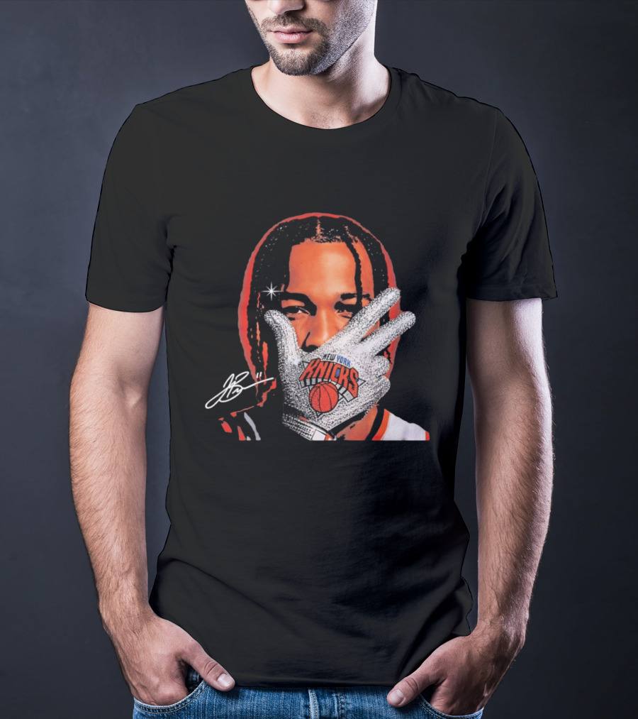 New York Knicks Jalen Brunson Iceman Signature Glove T-Shirt