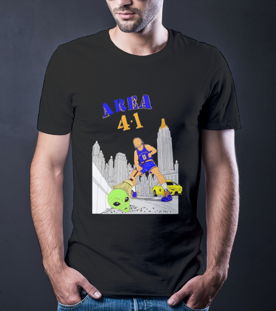 AREA 4 1 Jalen Brunson New York Knicks Vs Alien San Antonio Spurs T-Shirt