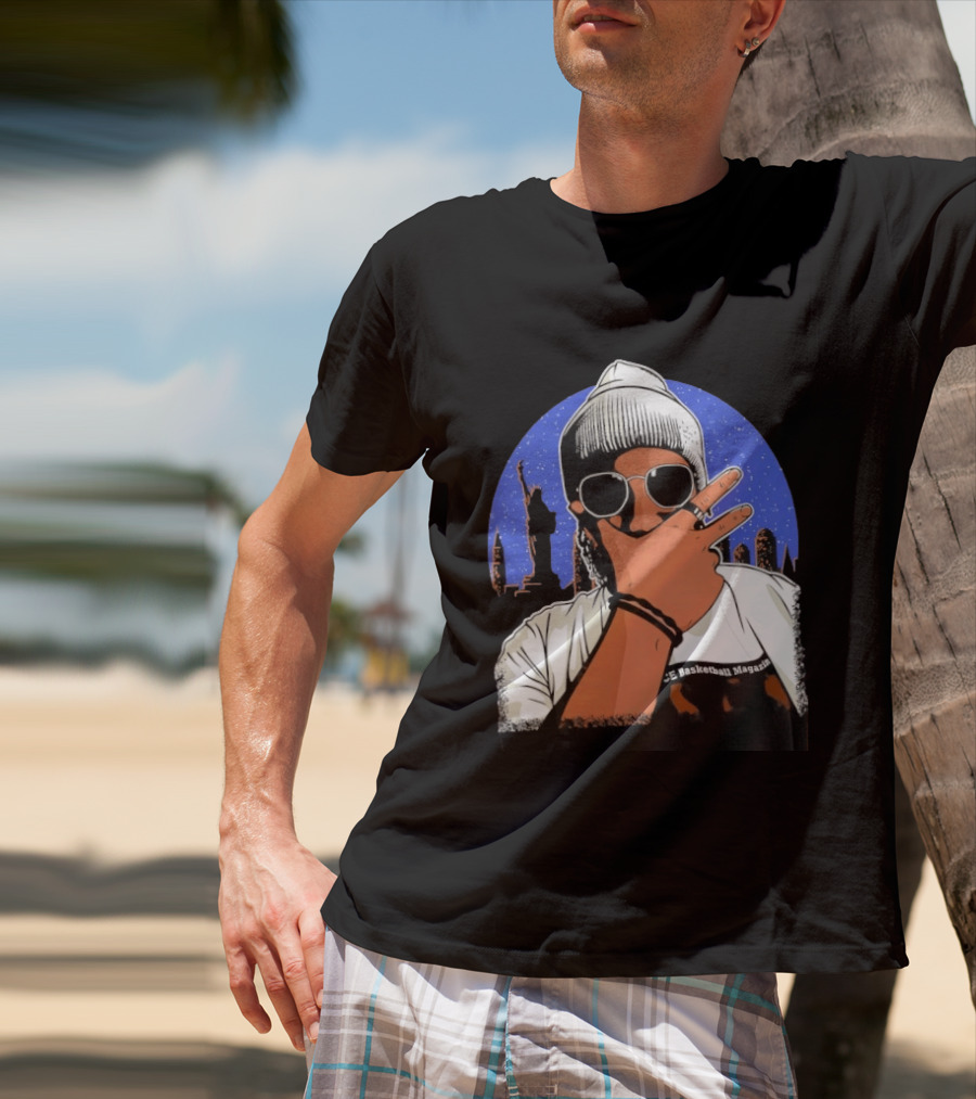 Jalen Brunson's Dad Celly Peace Sign NYC Skyline Basketball Magazine T-Shirt