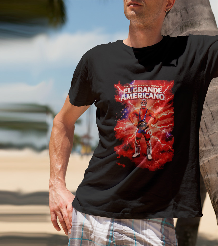 The Artist Formerly Known As El Grande Americano Luchador Flag Lightning T-Shirt