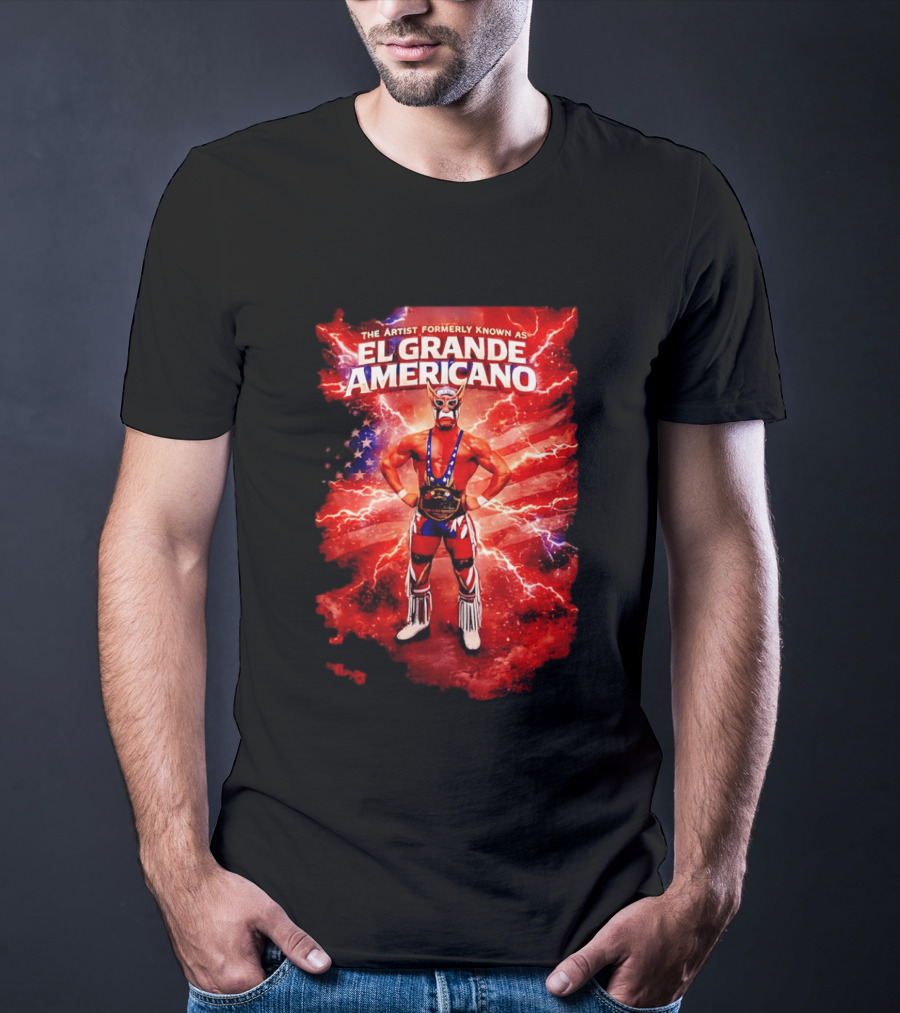 The Artist Formerly Known As El Grande Americano Luchador Flag Lightning T-Shirt