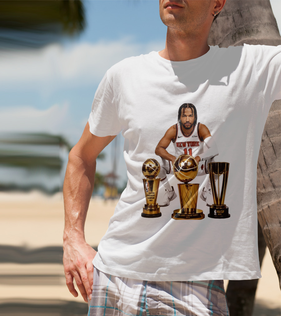 New York Knicks Jalen Brunson 11 Trophy Collection NBA Champions T-Shirt