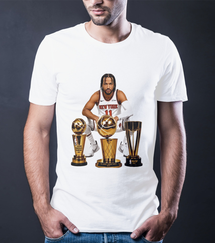 New York Knicks Jalen Brunson 11 Trophy Collection NBA Champions T-Shirt