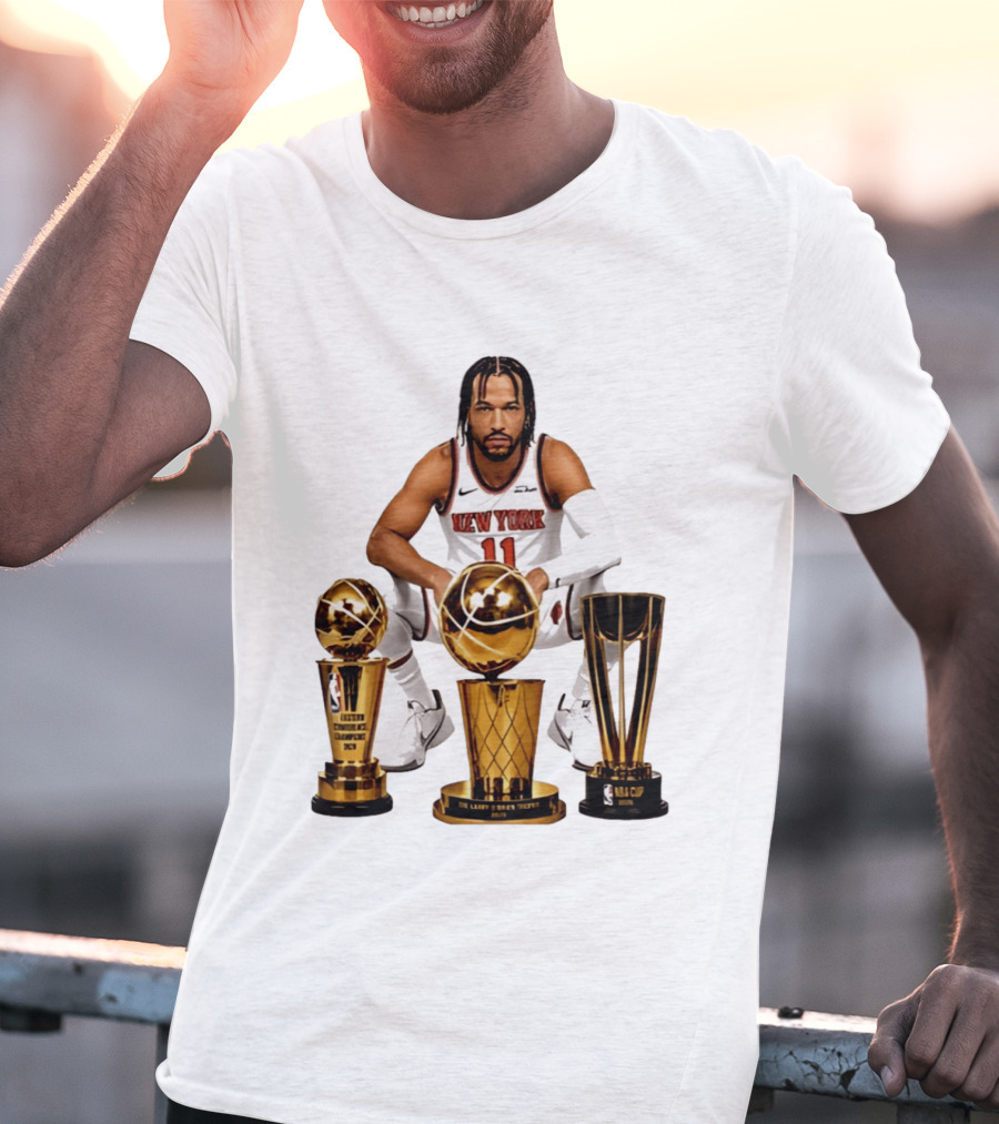 New York Knicks Jalen Brunson 11 Trophy Collection NBA Champions T-Shirt