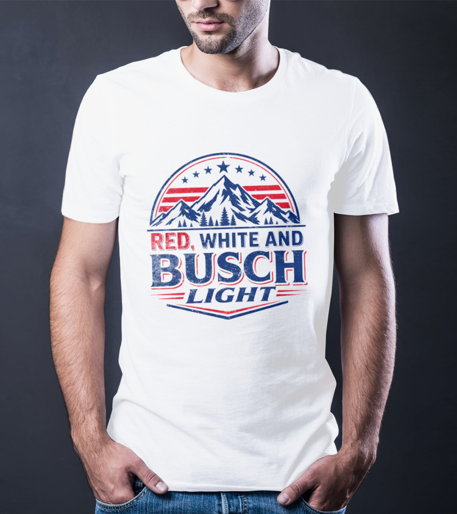 Busch Light Red White And Blue Mountain Stars T-Shirt