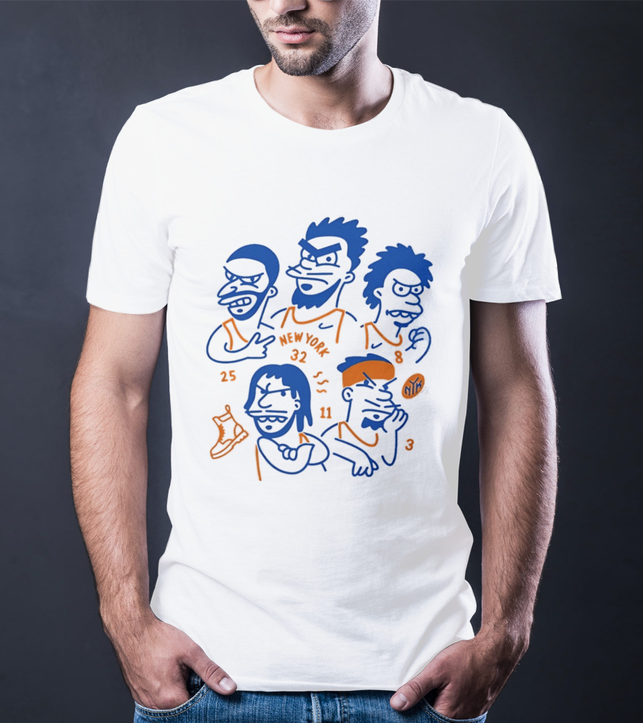 New York 32 Cartoon Characters Knicks 25 8 11 3 T-Shirt