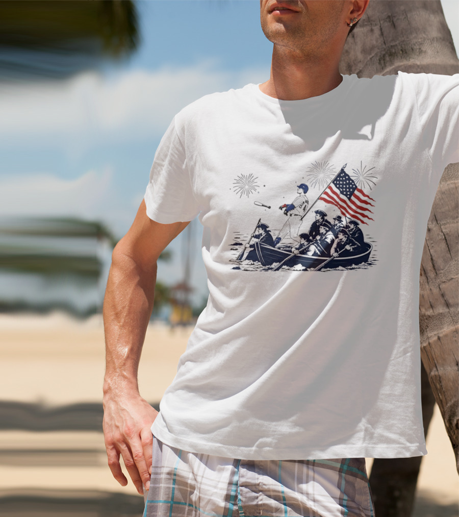 Chicago Cubs Patriotic Crossing The Delaware 4th Of July Meme T-Shirt