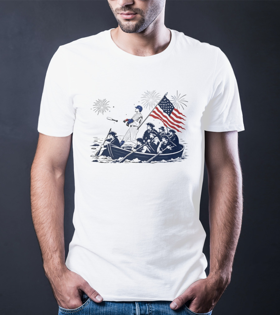 Chicago Cubs Patriotic Crossing The Delaware 4th Of July Meme T-Shirt