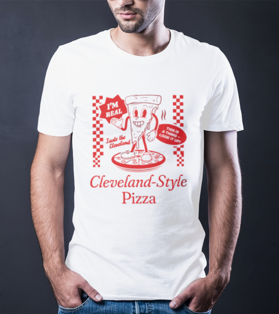 Cleveland Style Pizza I'm Hot Retro Football T-Shirt