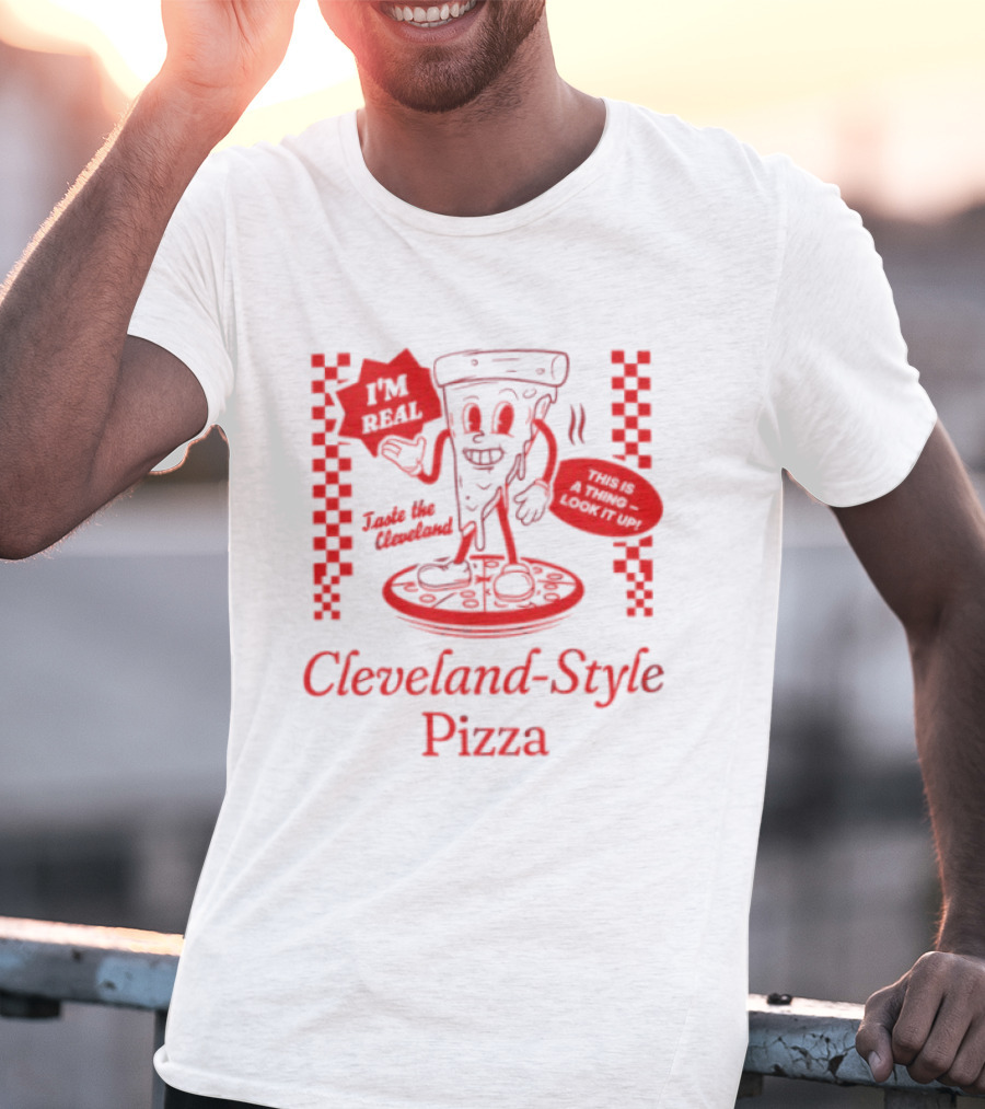Cleveland Style Pizza I'm Hot Retro Football T-Shirt